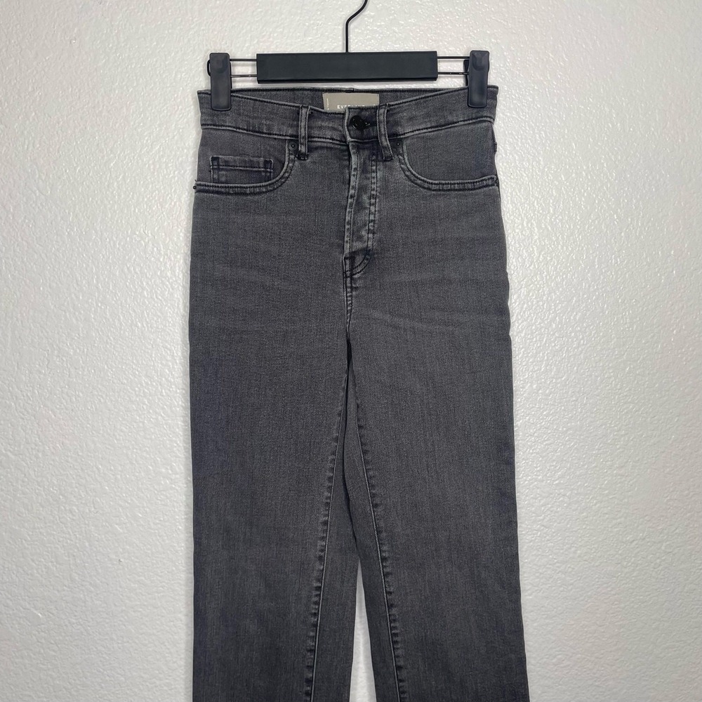 Everlane High-Rise Slim-Straight Ankle Jeans Charcoal Grey Size 25 Ankle - Picture 8 of 14